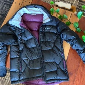 Outdoor research black goose down puffer coat